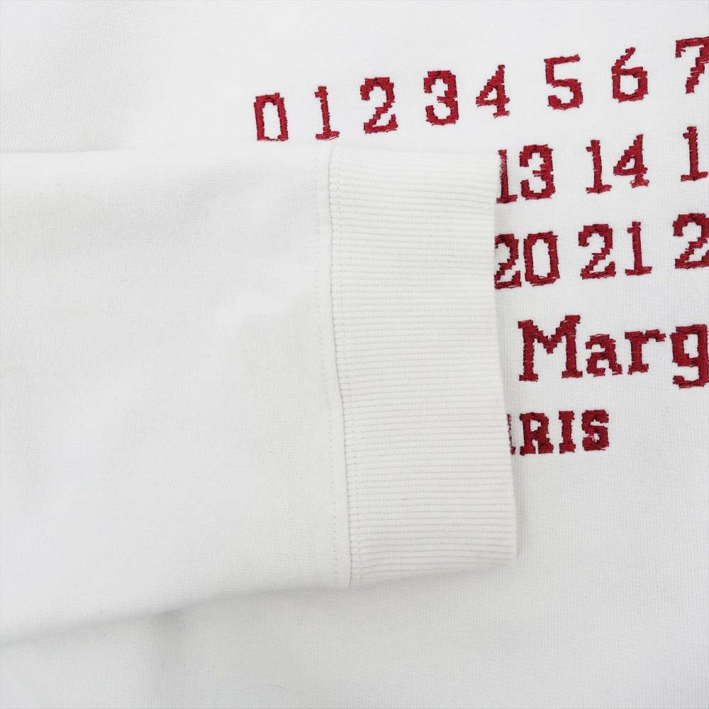 MAISON MARGIELA メゾンマルジェラ 10ライン マルジェラジャパンタグ 21SS S50GU0163 Numbers Logo カレンダーロゴ刺繍 プルオーバー パーカー ホワイト系 44【美品】【中古】