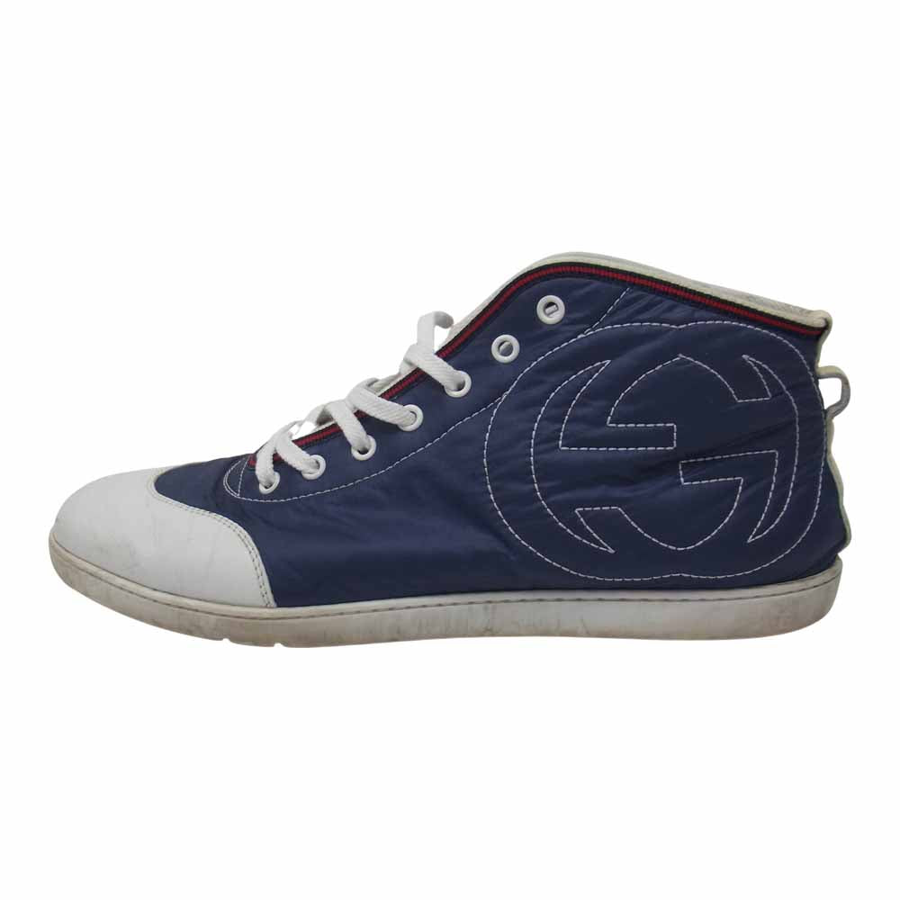 GUCCI グッチ 245314 GG ロゴ ハイカット レースアップ スニーカー ネイビー系 9 1/2【中古】