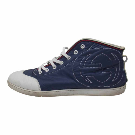 GUCCI グッチ 245314 GG ロゴ ハイカット レースアップ スニーカー ネイビー系 9 1/2【中古】
