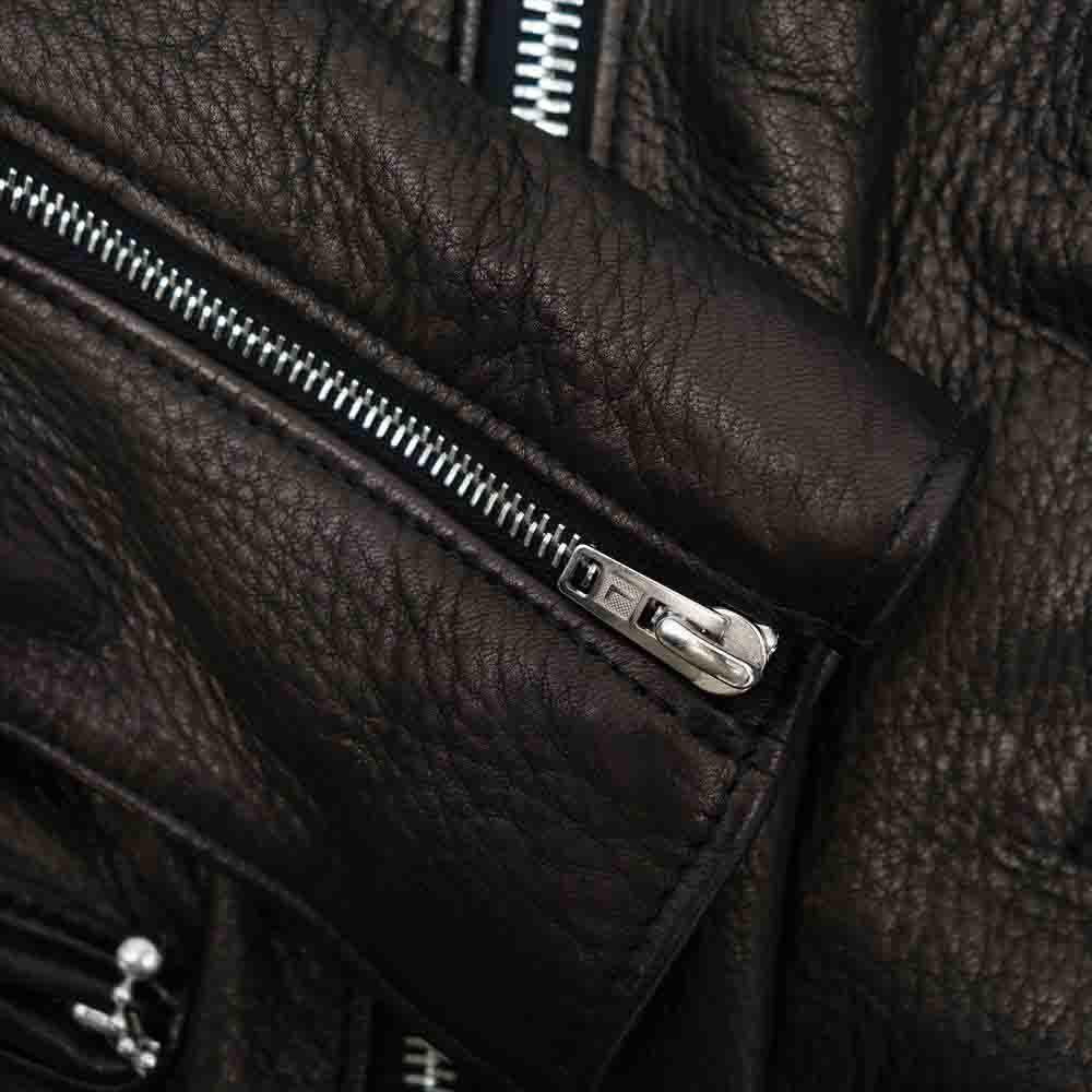 Lewis Leathers ルイスレザー 391T × THE REAL McCOY'S リアルマッコイズ Lightning ライトニング ディアスキン タイトフィット ライダース ジャケット ブラウン系 40【美品】【中古】
