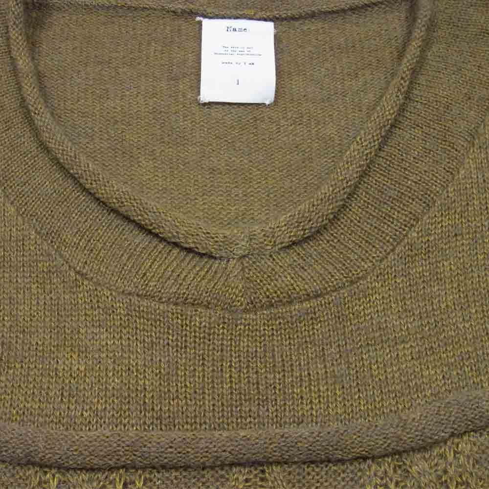 ネーム 13AW NMKN-13AW-001 アルパカ フィッシャーマン Vネック ニット カーキ系 1【中古】