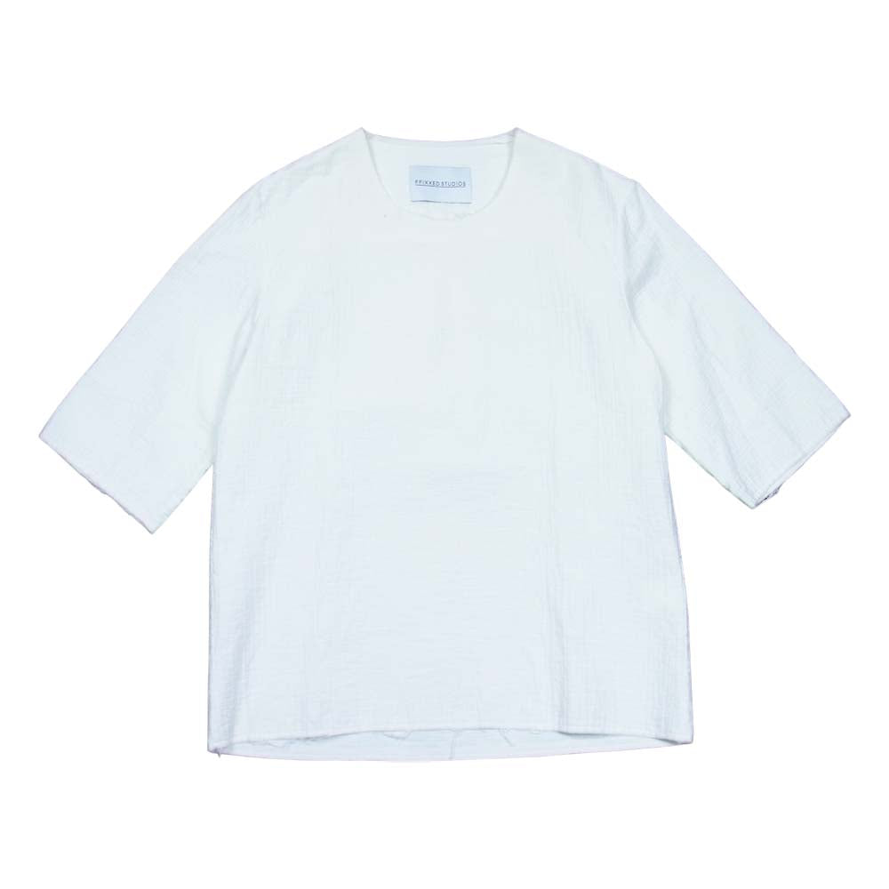 フィックスステュディオス 17SS SS17-M072 SIMPLIFIED ENJOYMENT R-SHIRT シンプル エンジョイ カットオフ プルオーバー 半袖 シャツ ホワイト系 M【中古】