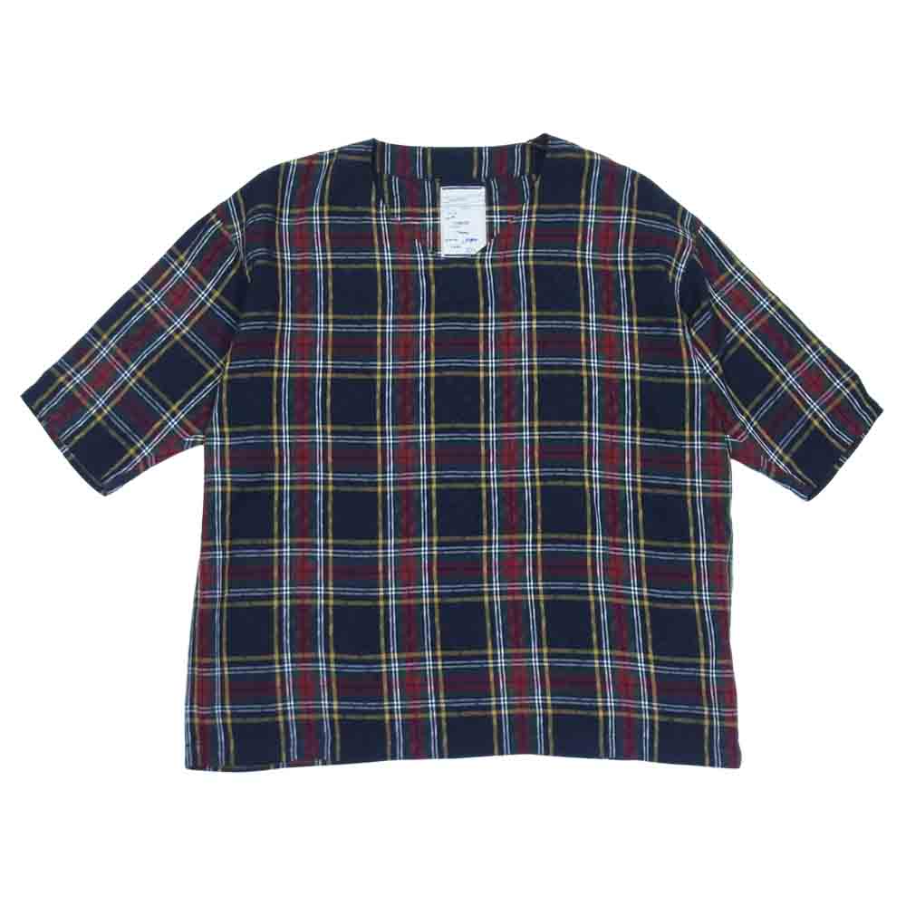 SHAREEF シャリーフ 14313031 TARTAN CHECK JQ PULLOVER タータンチェック ジャカード プルオーバー シャツ ダークネイビー系 1【美品】【中古】