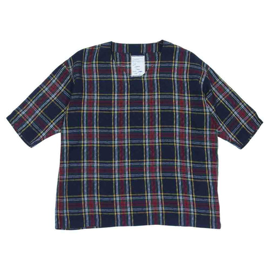 SHAREEF シャリーフ 14313031 TARTAN CHECK JQ PULLOVER タータンチェック ジャカード プルオーバー シャツ ダークネイビー系 1【美品】【中古】