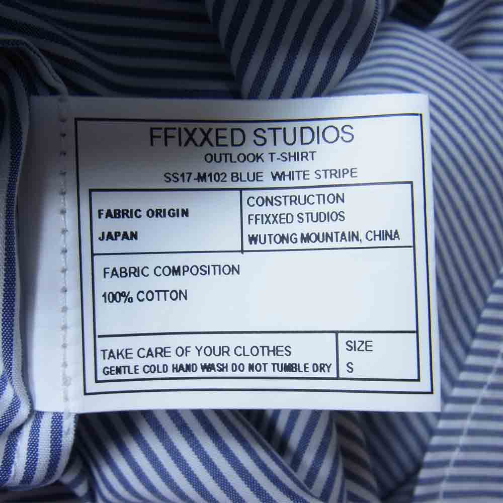 フィックスステュディオス 17SS SS17-M102 OUTLOOK T-SHIRT アウトルック ボートネック ストライプ プルオーバー 半袖 シャツ ネイビー系 S【極上美品】【中古】