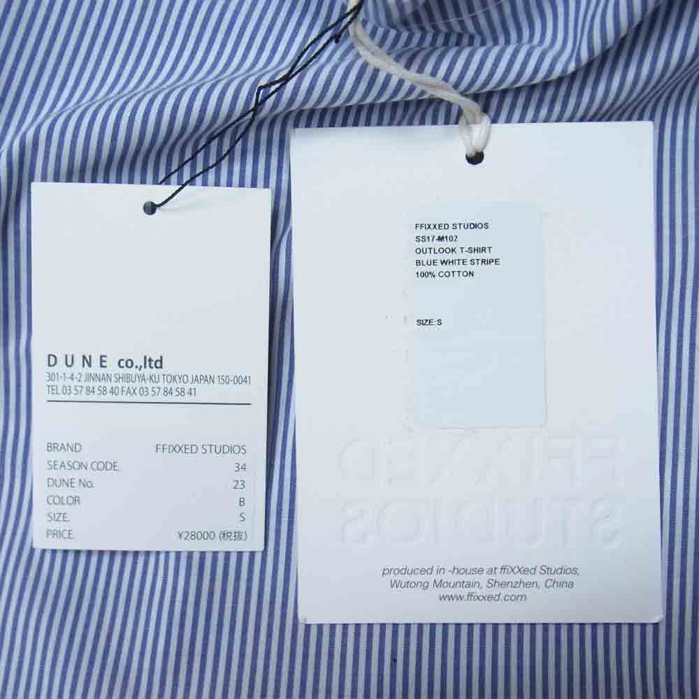 フィックスステュディオス 17SS SS17-M102 OUTLOOK T-SHIRT アウトルック ボートネック ストライプ プルオーバー 半袖 シャツ ネイビー系 S【極上美品】【中古】