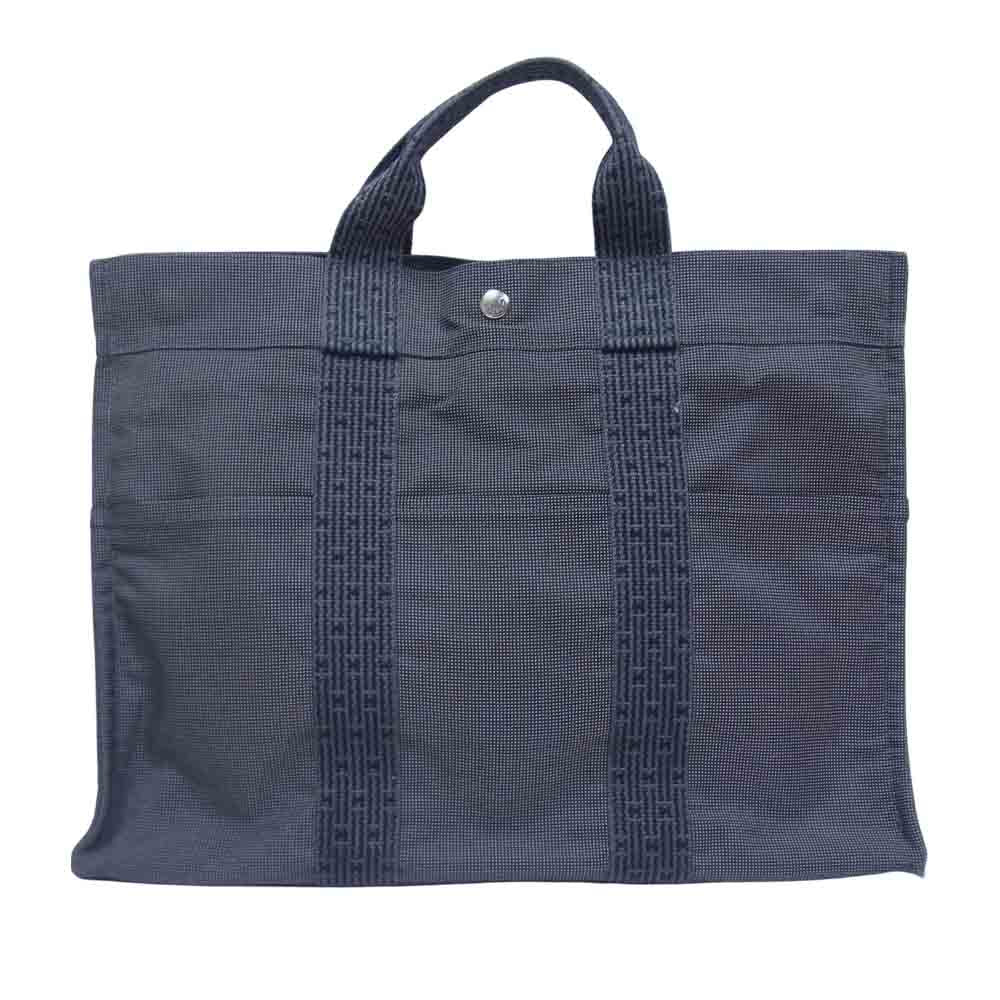 HERMES エルメス エールラインMM キャンバス トート バック ダークグレー系【中古】