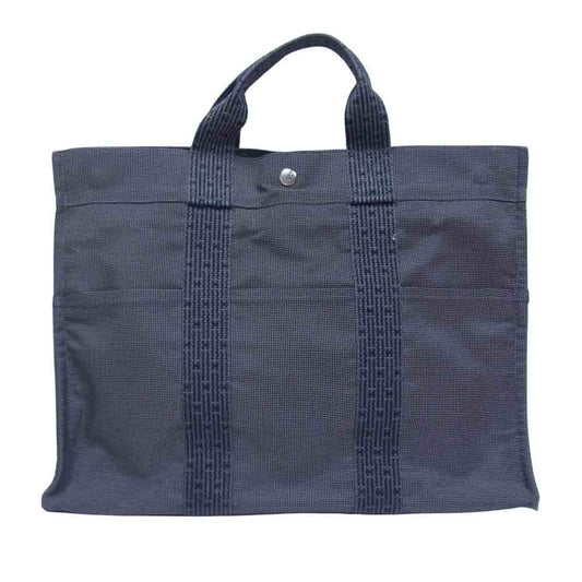 HERMES エルメス エールラインMM キャンバス トート バック ダークグレー系【中古】