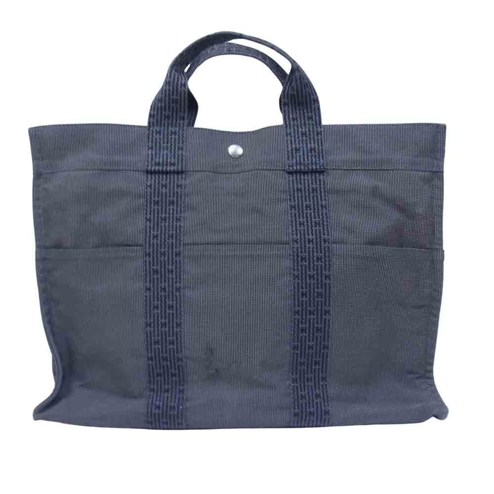 HERMES エルメス エールラインMM キャンバス トート バック ダークグレー系【中古】