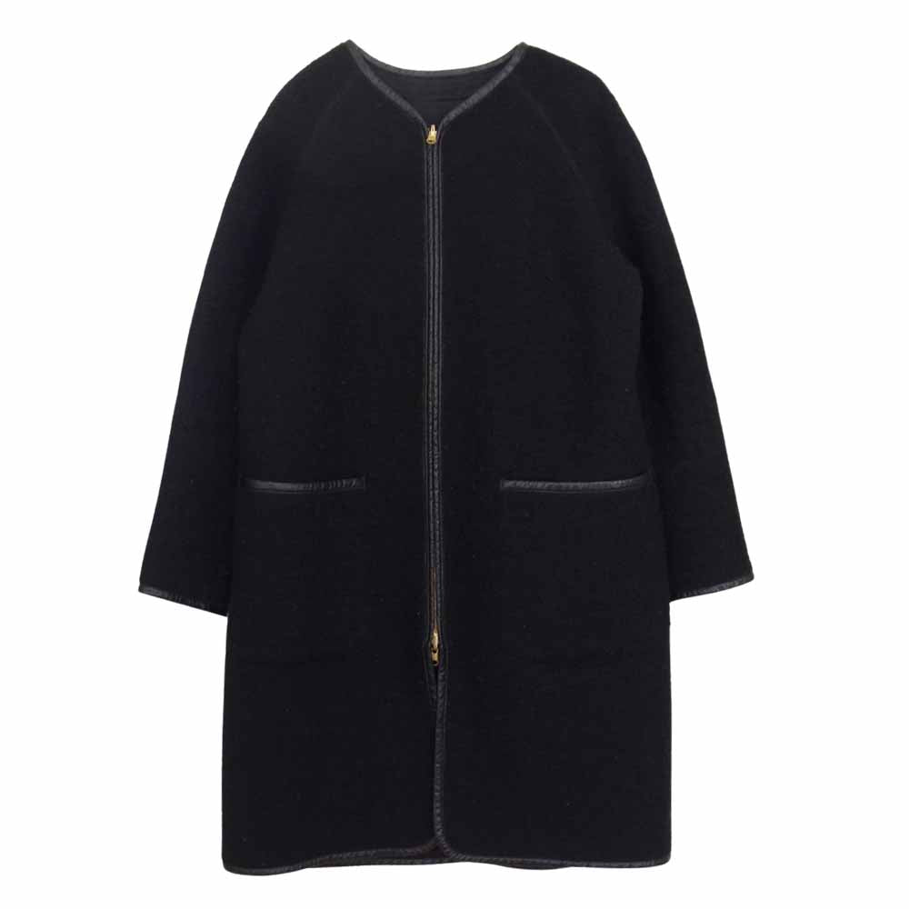 アンルート 15AW 7225-162-0415 ウール シャギー リバーシブル ノーカラー コート ブラック系 2【中古】