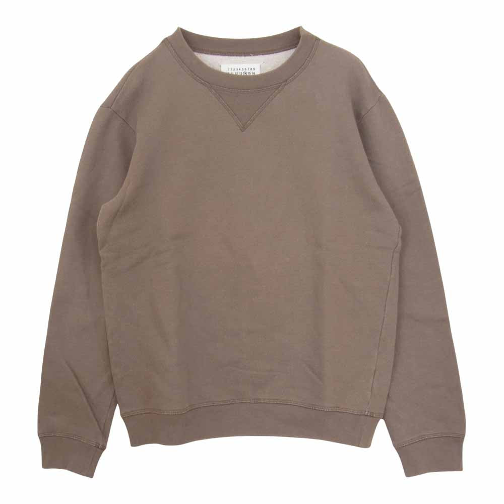 MAISON MARGIELA メゾンマルジェラ 50GP001025133 国内正規品 14ライン レザー エルボーパッチ クルーネック スウェット ブラウン系 46【中古】