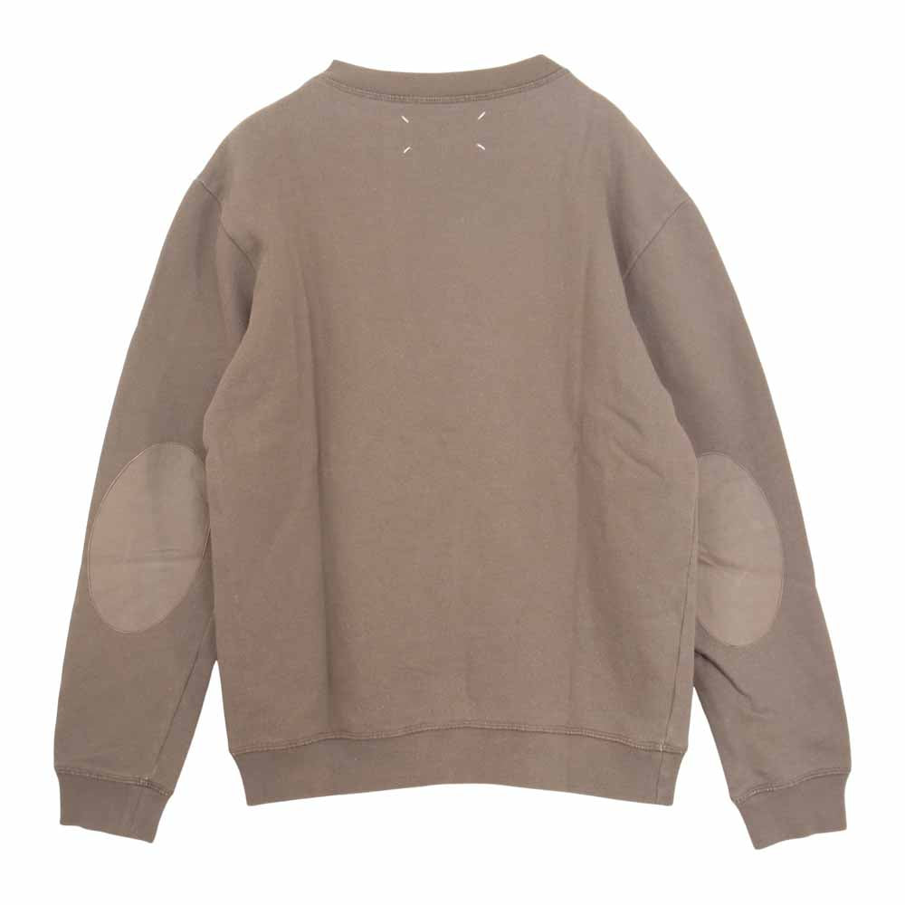 MAISON MARGIELA メゾンマルジェラ 50GP001025133 国内正規品 14ライン レザー エルボーパッチ クルーネック スウェット ブラウン系 46【中古】