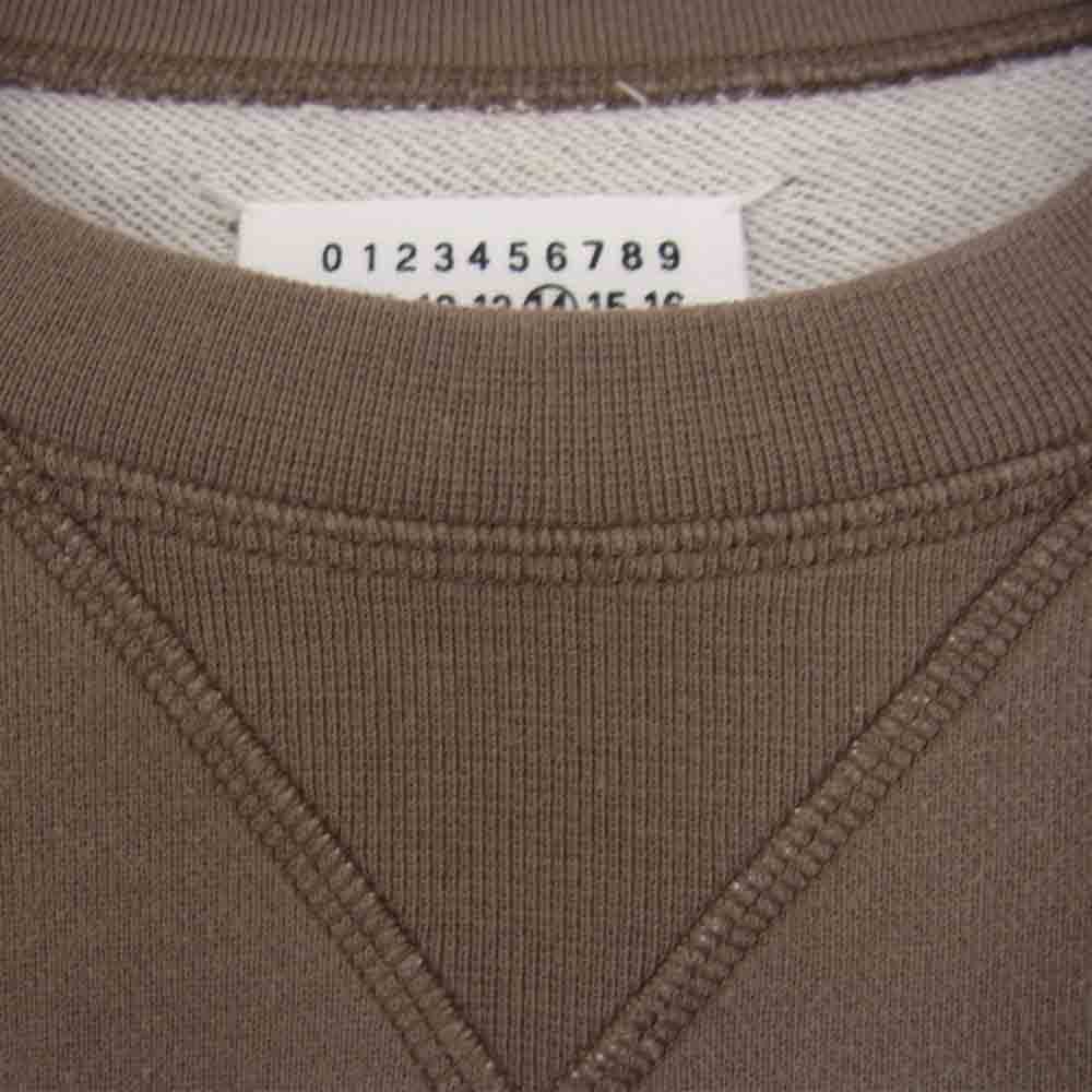 MAISON MARGIELA メゾンマルジェラ 50GP001025133 国内正規品 14ライン レザー エルボーパッチ クルーネック スウェット ブラウン系 46【中古】