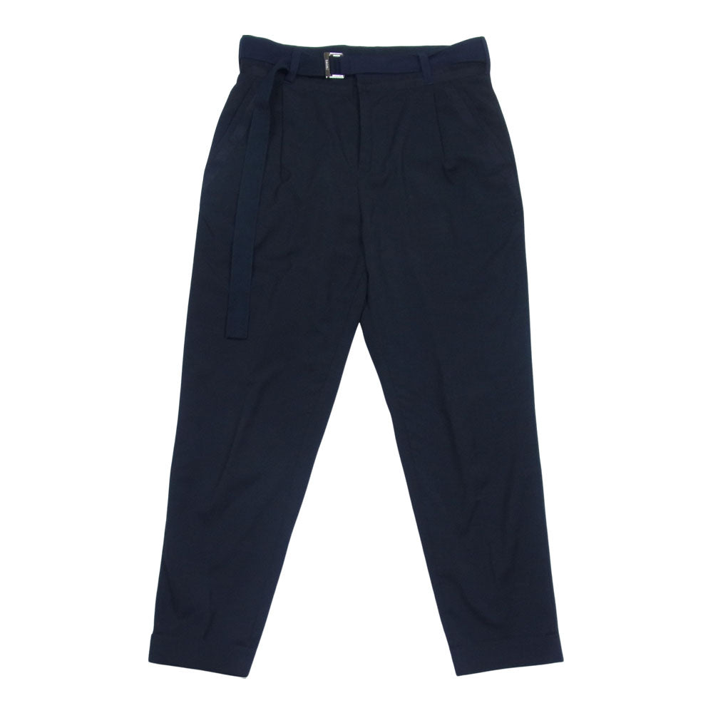 Sacai サカイ 21AW 21-02556M Suiting Pants ベルテッド タック スラックス パンツ ブラック系 1【中古】