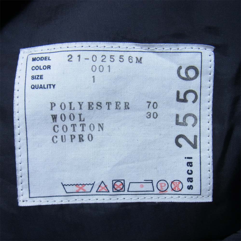 Sacai サカイ 21AW 21-02556M Suiting Pants ベルテッド タック スラックス パンツ ブラック系 1【中古】