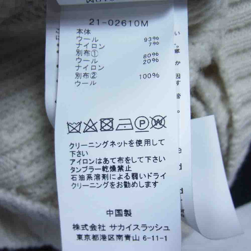 Sacai サカイ 21AW 21-02610M Wool Knit Pullover ウール ニット プルオーバー ホワイト系 2【中古】