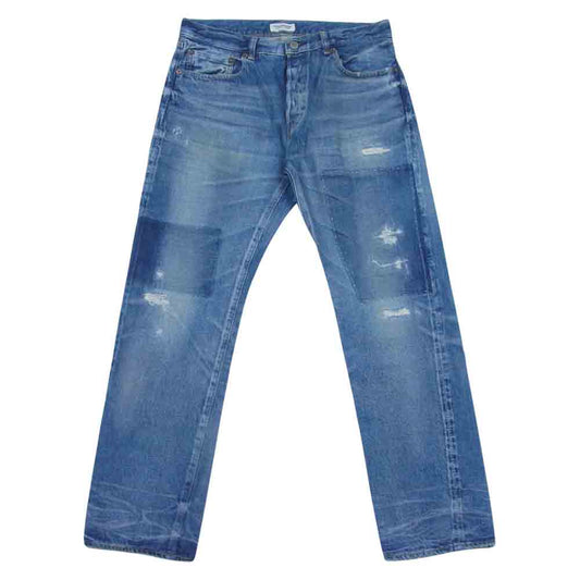 Ron Herman ロンハーマン DENIM ダメージ加工 リペア加工 セルビッジ 赤耳 ボタンフライ デニム パンツ インディゴブルー系 32【中古】