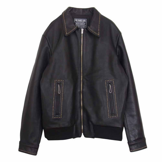 HYSTERIC GLAMOUR ヒステリックグラマー 02213LB01 カウレザー スタッズ ブルゾン ライダース ジャケット ブラック系 L【美品】【中古】