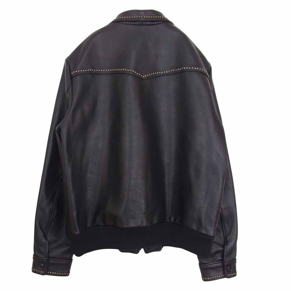 HYSTERIC GLAMOUR ヒステリックグラマー 02213LB01 カウレザー スタッズ ブルゾン ライダース ジャケット ブラック系 L【美品】【中古】