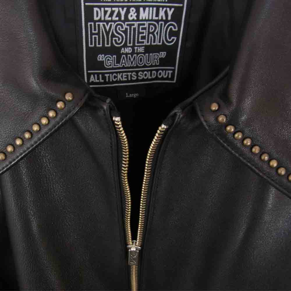 HYSTERIC GLAMOUR ヒステリックグラマー 02213LB01 カウレザー スタッズ ブルゾン ライダース ジャケット ブラック系 L【美品】【中古】