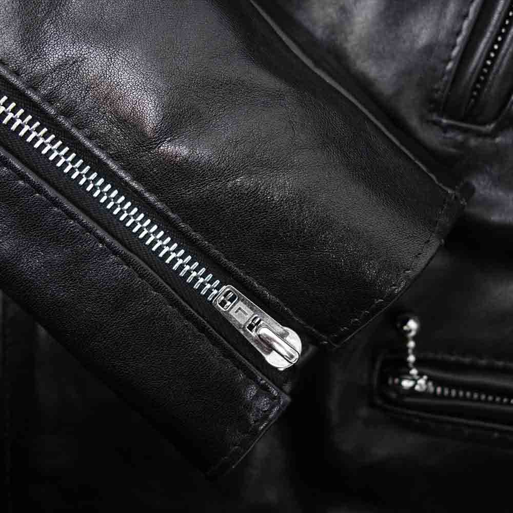 Lewis Leathers ルイスレザー 391T 茶芯 ベジタブル タンニン カウハイド LIGHTNING TIGHT FIT ライトニング ライダース ジャケット ブラック系 42【美品】【中古】