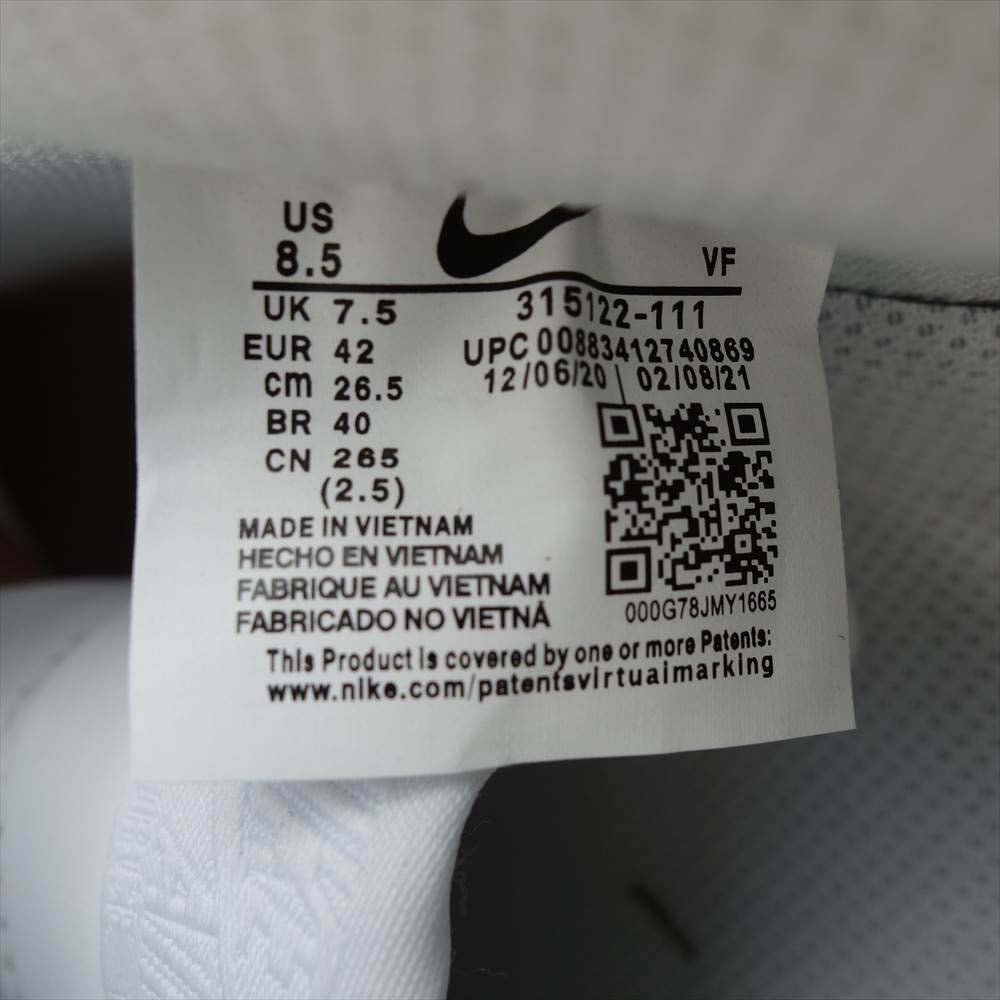 NIKE ナイキ 315122-111 黒タグ付き WMNS AIR FORCE 1 '07 LOW エア フォース ワン 07 ロー スニーカー ホワイト系 26.5cm【新古品】【未使用】【中古】