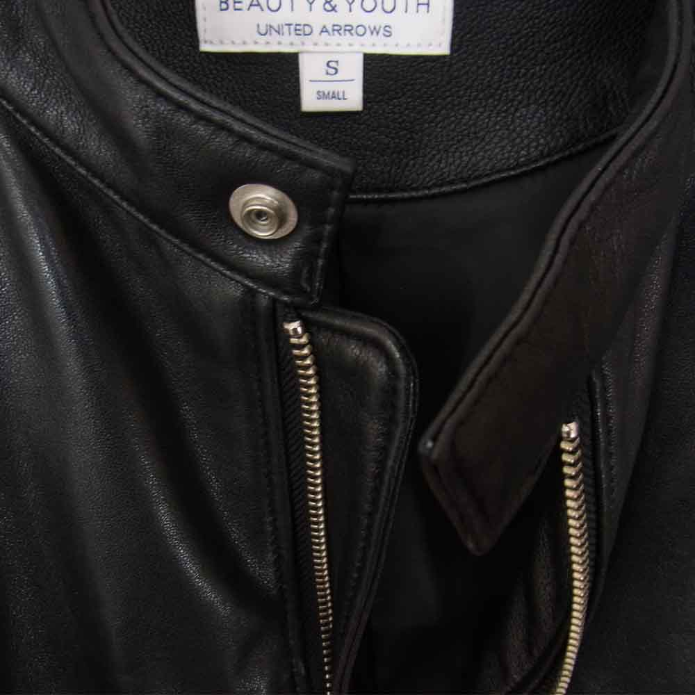 ビューティーアンドユース ラムレザー シングル ライダース ジャケット ブラック系 S【中古】