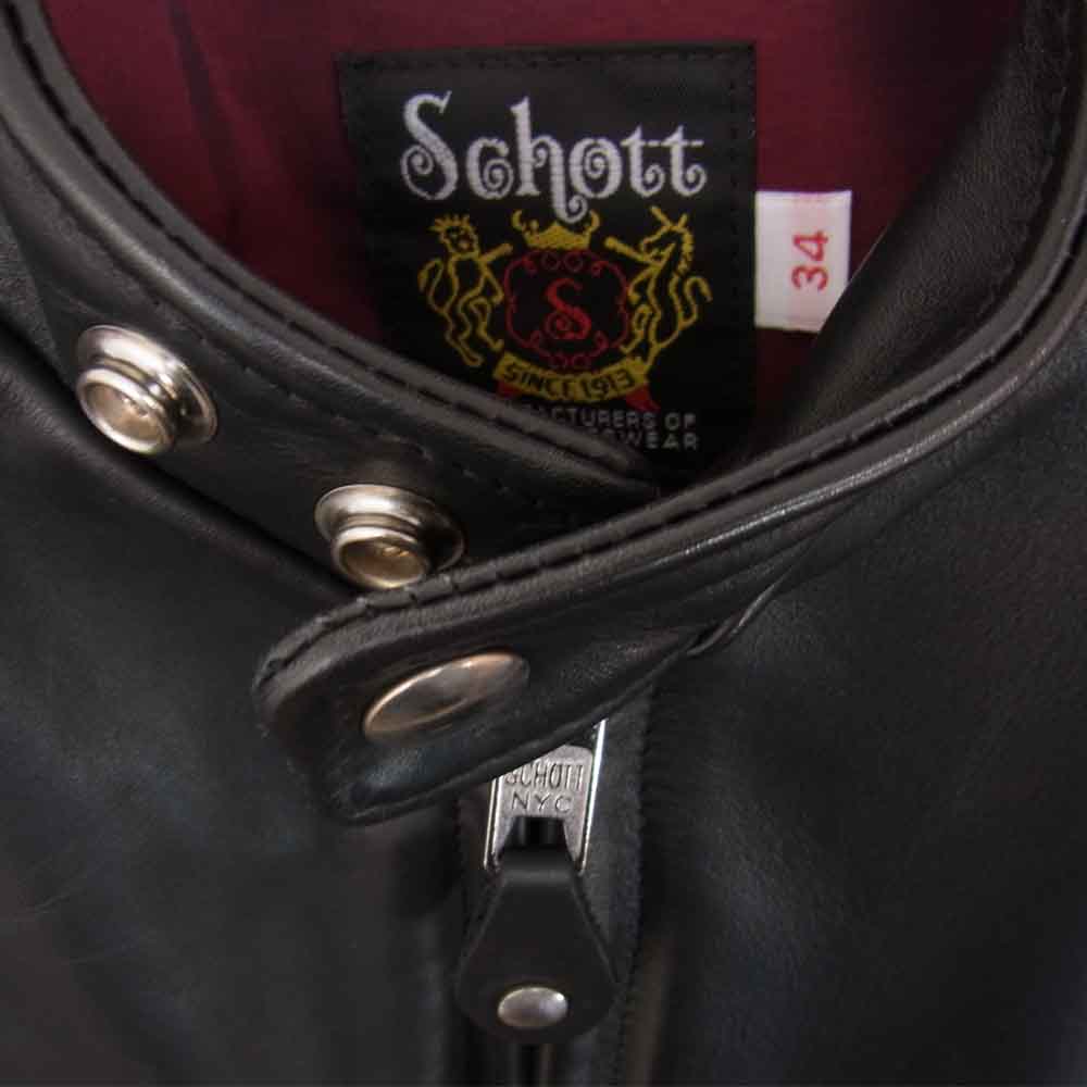 schott ショット 7009 641XX シングル レザー ライダース ジャケット ブラック系 34【中古】