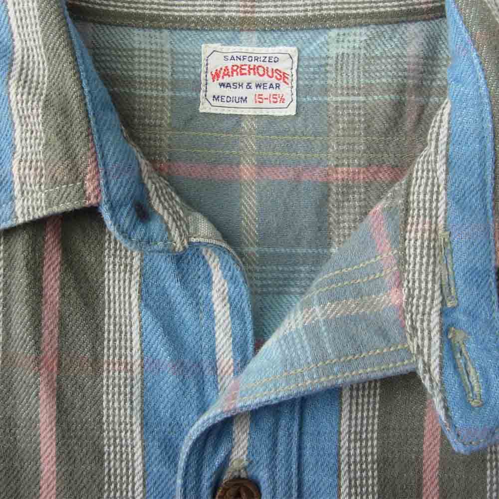 WAREHOUSE ウエアハウス ヘビーネル チェック シャツ ブルー系 M【中古】