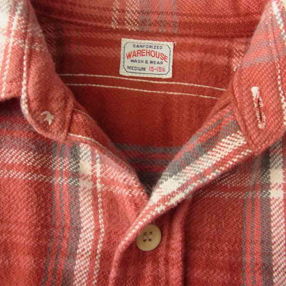 WAREHOUSE ウエアハウス ヘビーネル チェック シャツ レッド系 M【中古】