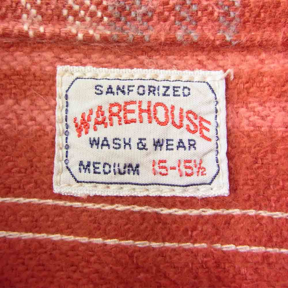 WAREHOUSE ウエアハウス ヘビーネル チェック シャツ レッド系 M【中古】
