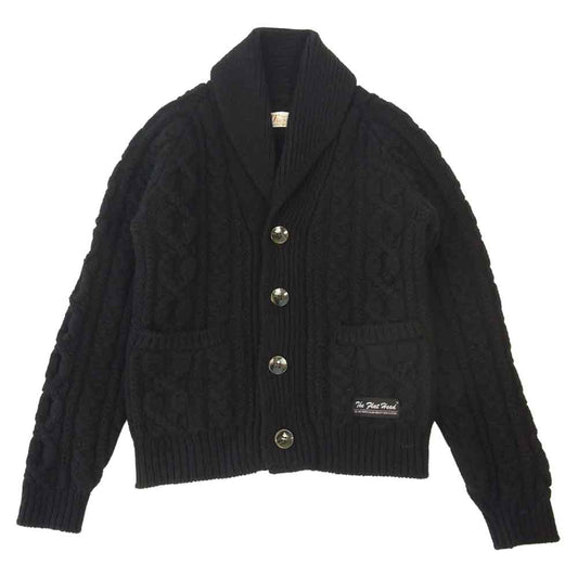 THE FLAT HEAD ザフラットヘッド フラットヘッド  ショールカラー ケーブル カーディガン  ブラック系 M【中古】