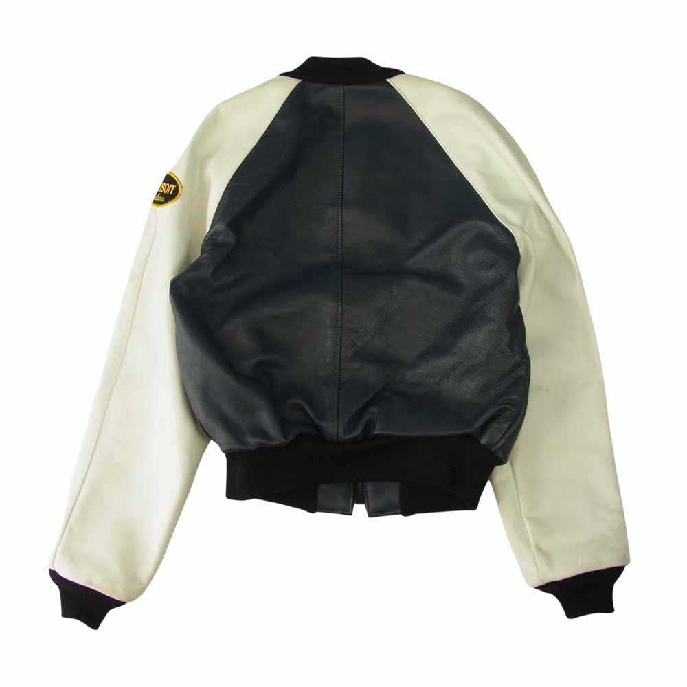 VANSON バンソン USA製 TJP レザー ジャケット スタジャン スタジアム ジャケット ライダース ジャケット ホワイト系 ネイビー系 38【中古】