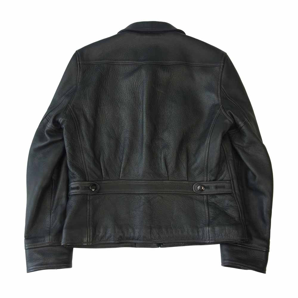 THE FLAT HEAD ザフラットヘッド ディアスキン 鹿革 レザー ライダース ジャケット ブラック系 38【中古】