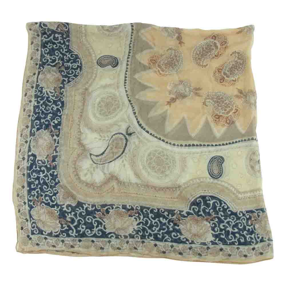 ETRO エトロ ペイズリー シルク100％ 大判 スカーフ イタリア製 オレンジ系【中古】