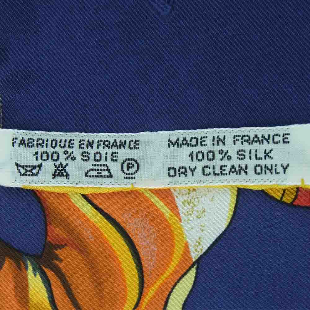 HERMES エルメス カレ90 LE CARNAVAL DE VENISE ベニスのカーニバル シルク スカーフ ネイビー系 イエロー系【中古】