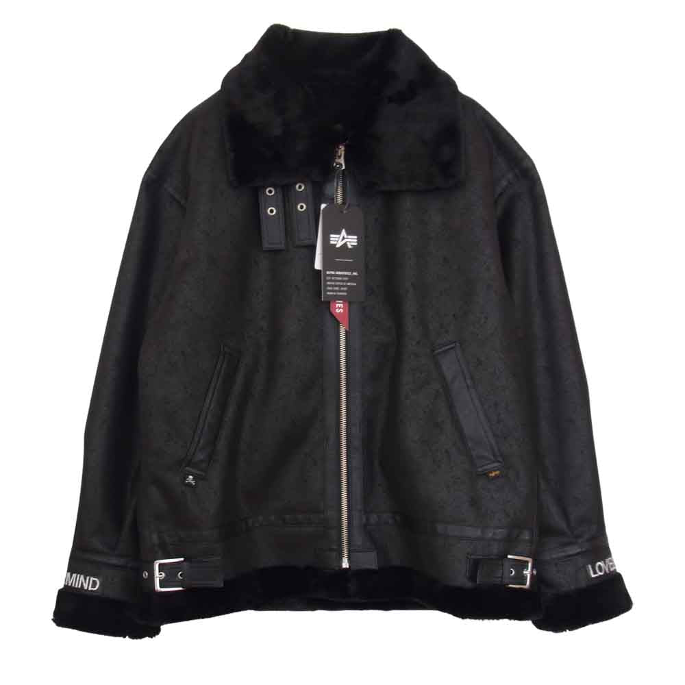 mastermind JAPAN マスターマインドジャパン TA1582-9001 WORLD ALPHA INDUSTRIES W RIDERS JK FAKE MOUTON B-3 アルファインダストリーズ フライト ジャケット ブラック系 M【美品】【中古】