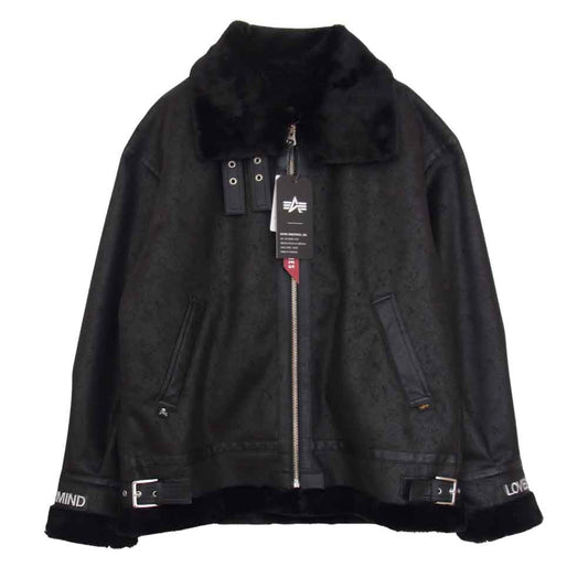 mastermind JAPAN マスターマインドジャパン TA1582-9001 WORLD ALPHA INDUSTRIES W RIDERS JK FAKE MOUTON B-3 アルファインダストリーズ フライト ジャケット ブラック系 M【美品】【中古】