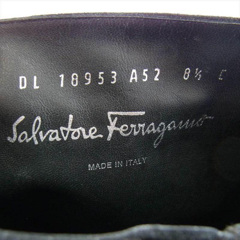 Salvatore Ferragamo サルヴァトーレフェラガモ 254449 GUISA ヴァラチェーン スエード ロング ブーツ ブラック系 8　1/2【中古】
