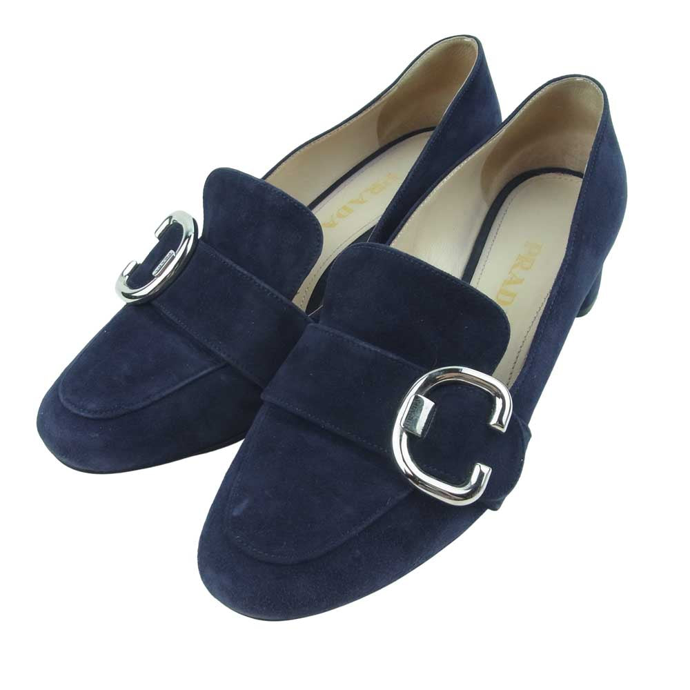 PRADA プラダ 960 スエード ヒール パンプス イタリア製 ネイビー系 38.5【中古】