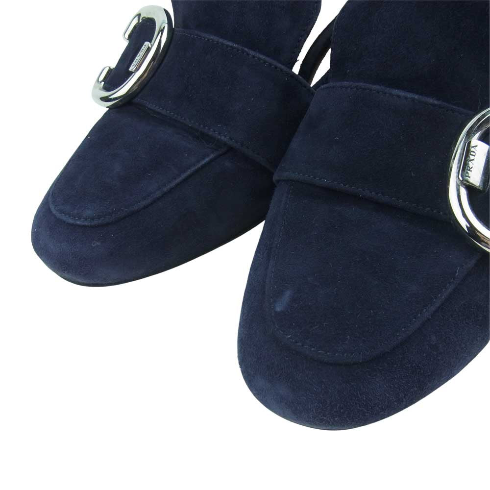 PRADA プラダ 960 スエード ヒール パンプス イタリア製 ネイビー系 38.5【中古】