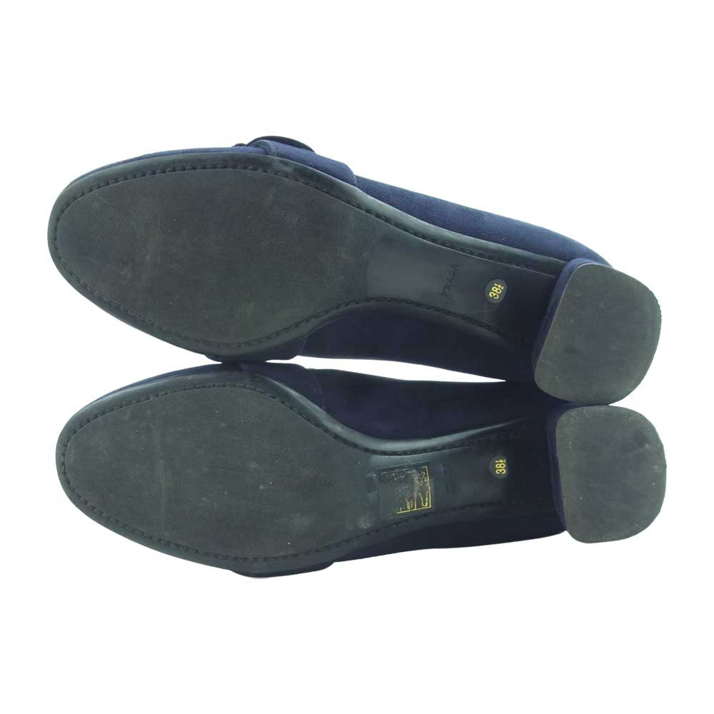 PRADA プラダ 960 スエード ヒール パンプス イタリア製 ネイビー系 38.5【中古】