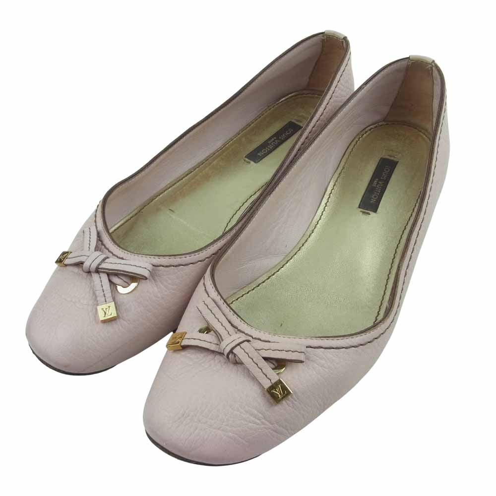 LOUIS VUITTON ルイ・ヴィトン リボン レザー パンプス MA0096 ピンク系 38【中古】