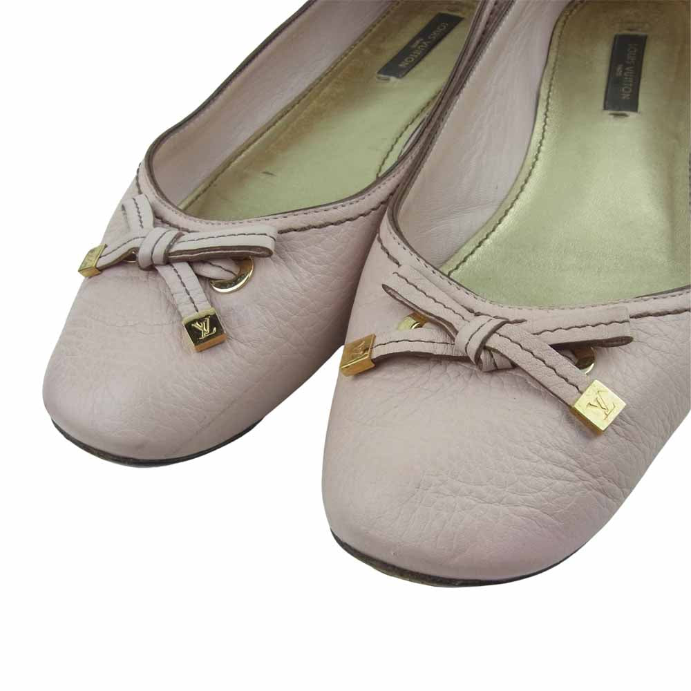 LOUIS VUITTON ルイ・ヴィトン リボン レザー パンプス MA0096 ピンク系 38【中古】