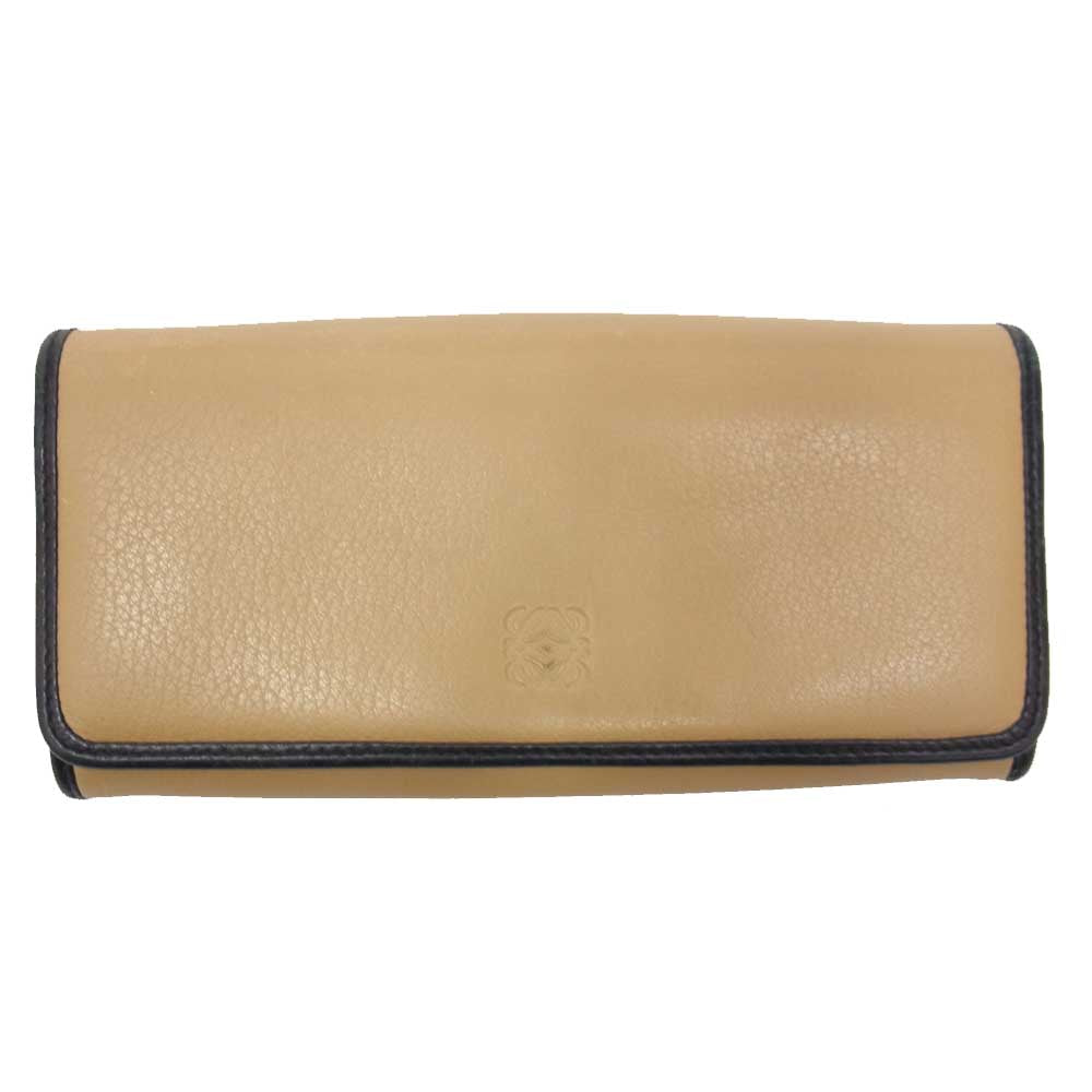 LOEWE ロエベ 南京錠ジップ アナグラム 長財布  ベージュ系【中古】
