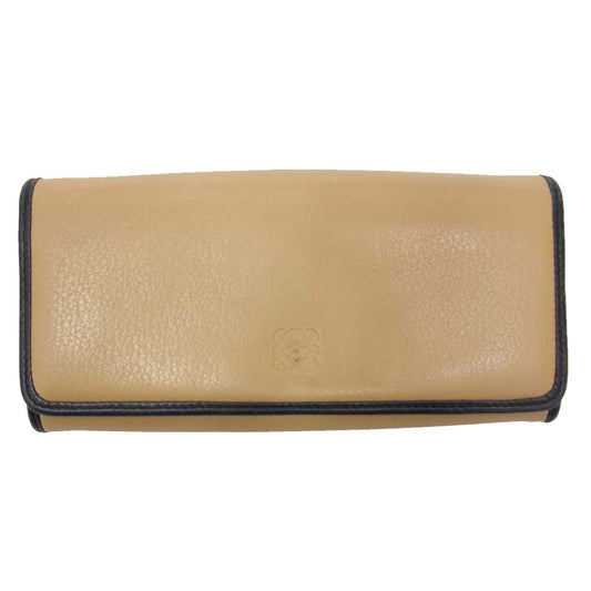 LOEWE ロエベ 南京錠ジップ アナグラム 長財布  ベージュ系【中古】
