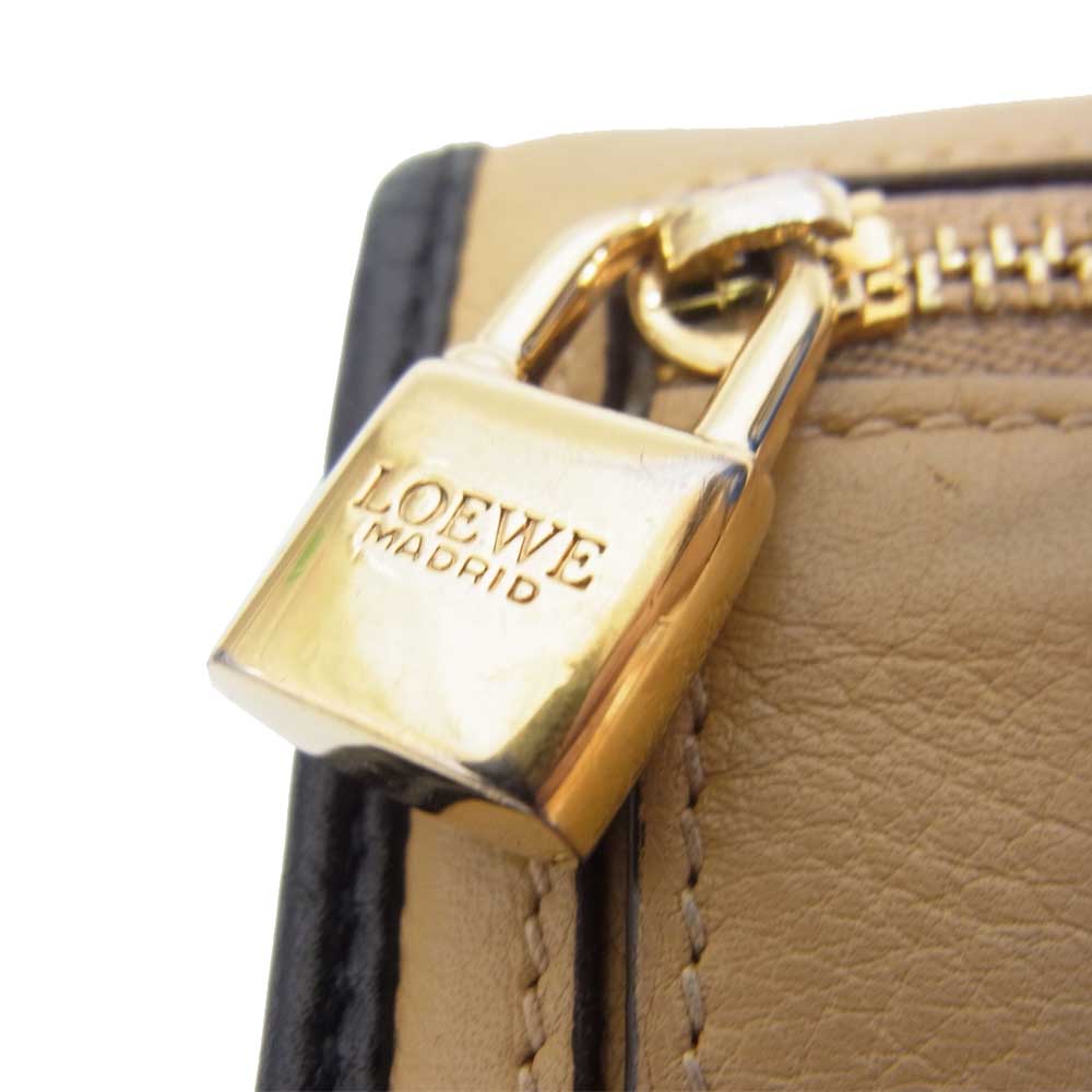LOEWE ロエベ 南京錠ジップ アナグラム 長財布  ベージュ系【中古】