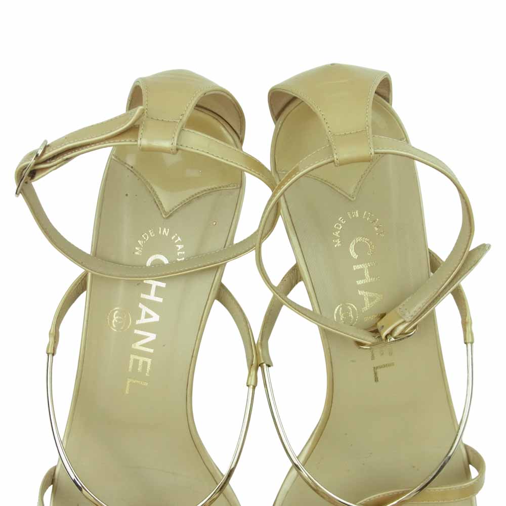 CHANEL シャネル ココマーク サンダル イタリア製 ゴールド系 39【中古】