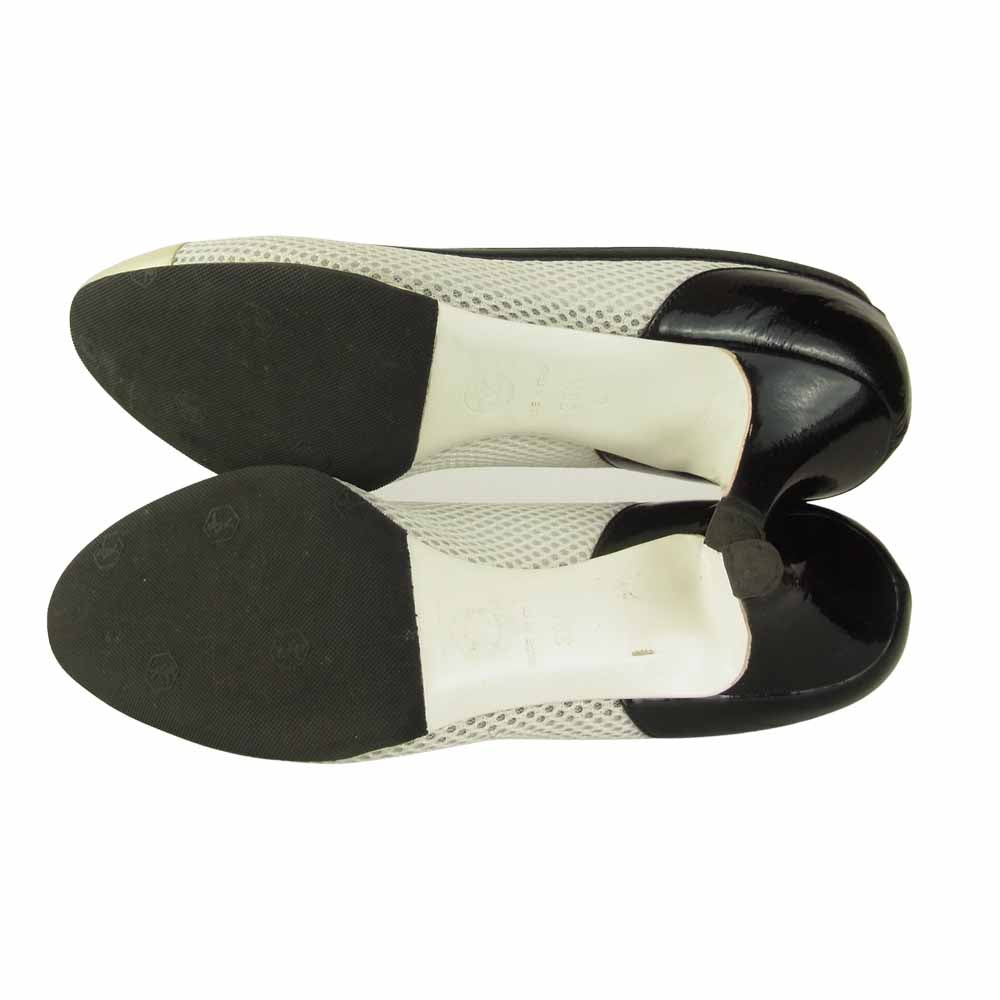 CHANEL シャネル メッシュ エナメル ヒール パンプス  ホワイト系 38.5【中古】