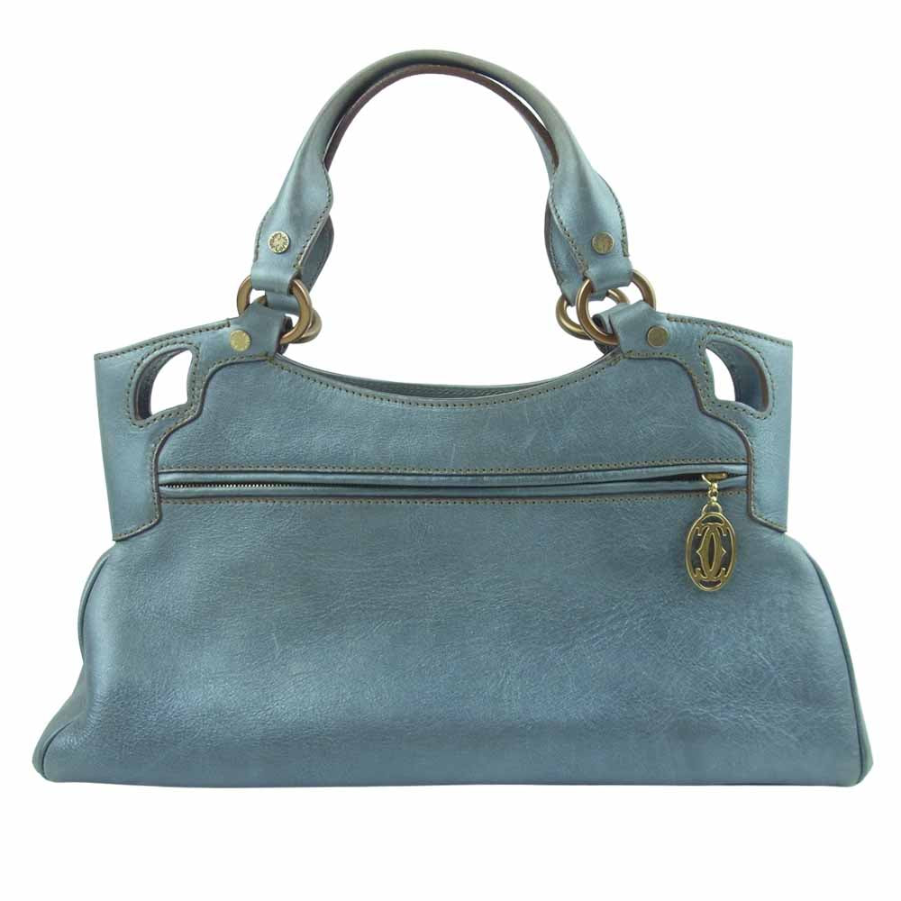 CARTIER カルティエ Marcello マルチェロ ハンド バッグ グレイッシュブルー系【中古】
